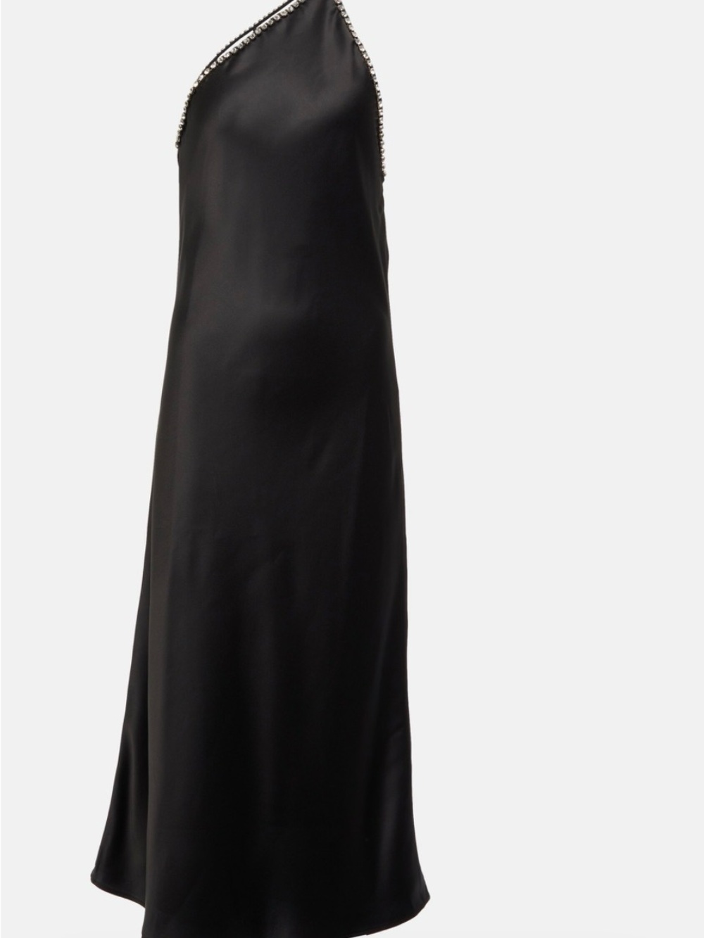Dodo Bar Or Black One-Shoulder Satin Slip with Crystal Trim